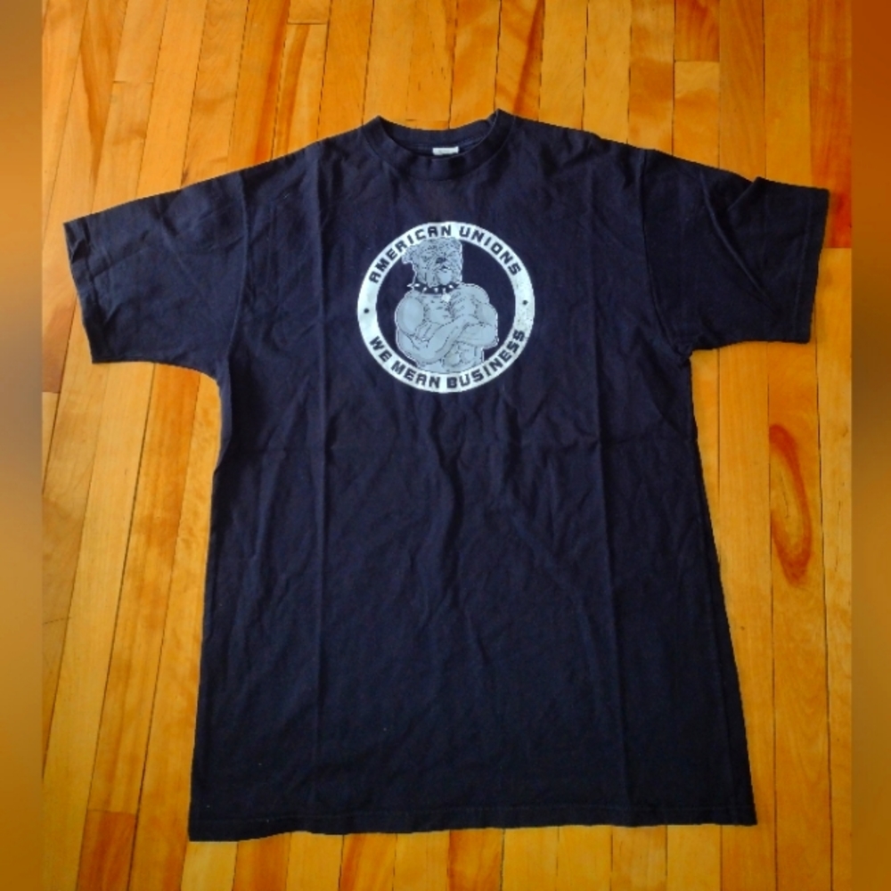 American Unions "WE MEAN BUSINESS" T-SHIRT Sz XL Mens. Black. By Union Line UFCW